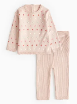 Pink Bobble Knitted Jumper & Leggings Set 6-9 months