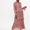 Pink Chiffon Foil Print Midaxi Romantic Dress 22