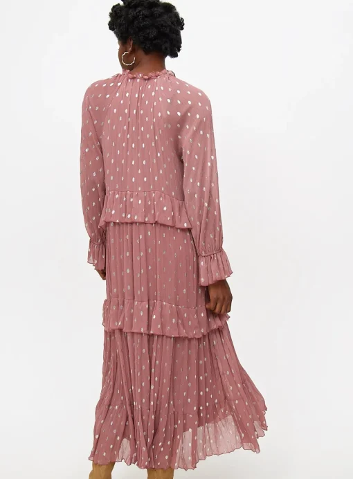 Pink Chiffon Foil Print Midaxi Romantic Dress 22