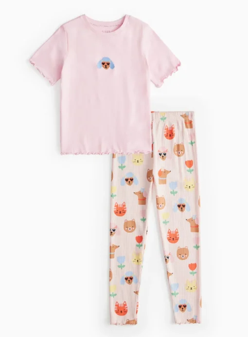 Pink Dog Print Pyjama Set 1-2 years