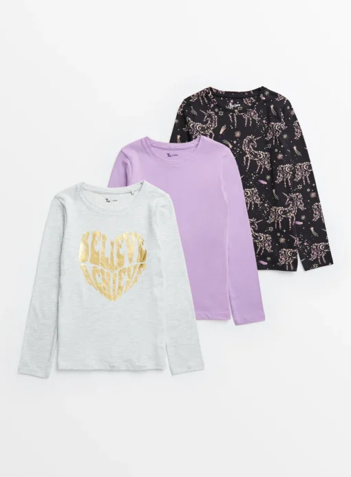 Pink, Grey & Black Lunar T-Shirts 3 Pack 5 years