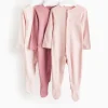 Pink Long Sleeve Sleepsuits 3 Pack 6-9 months