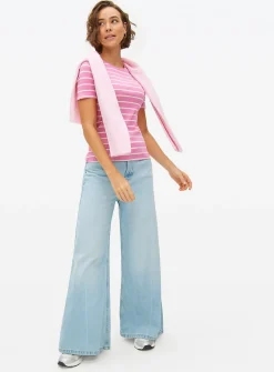 Pink Stripe Slim Fit Crew Neck T-Shirt 22