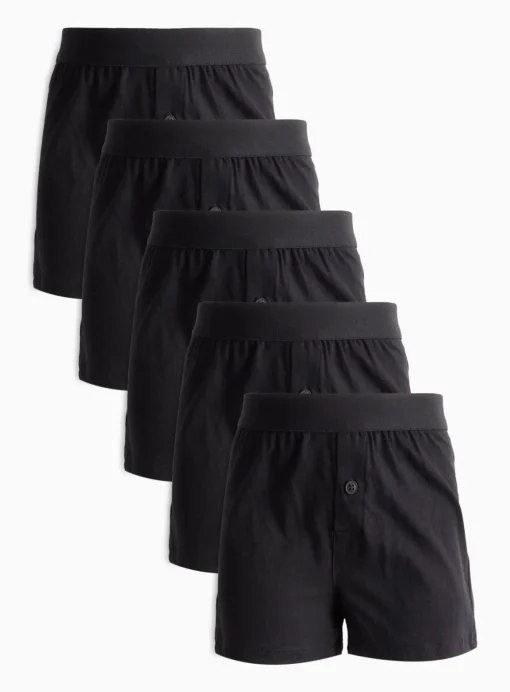 Plain Black Trunks 5 Pack 8-9 years