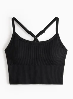 REAKTIV Black Ribbed Seamless Sports Crop Top XL