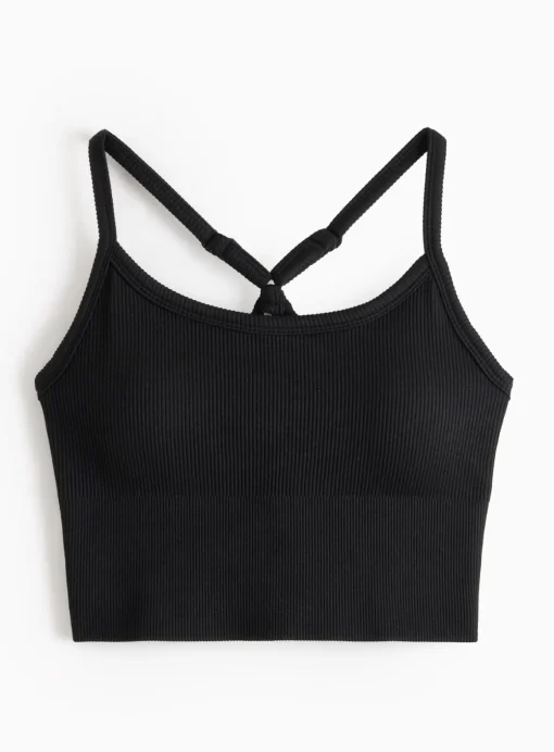 REAKTIV Black Ribbed Seamless Sports Crop Top XL