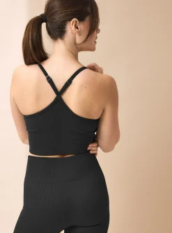 REAKTIV Black Ribbed Seamless Sports Crop Top XL