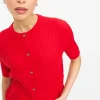 Red Short Sleeve Cable Knit Cardigan 16
