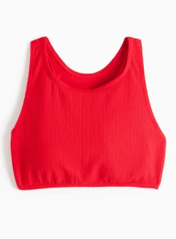 Red Textured Crop Bikini Top 8