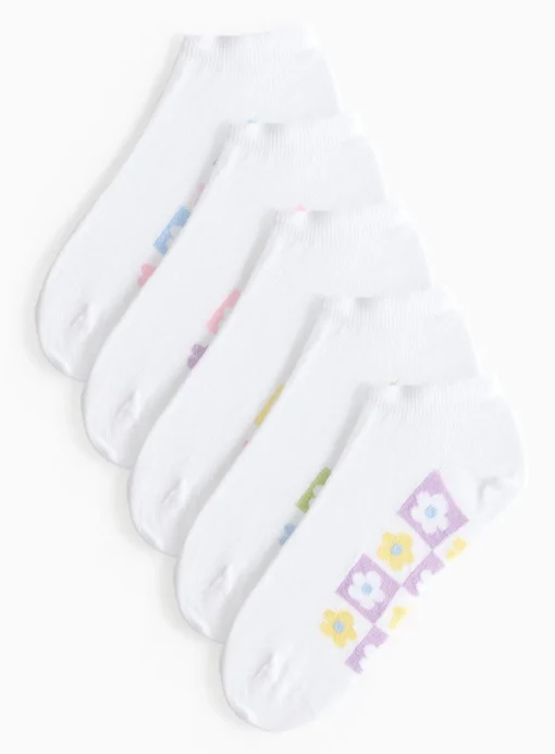 Retro Floral Footbed Trainer Socks 5 Pack 4-8