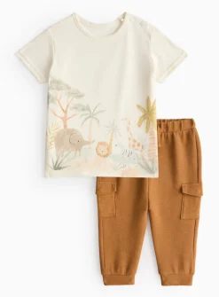 Safari Animal Top & Cargo Leggings Set 6-9 months