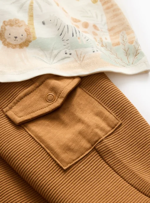 Safari Animal Top & Cargo Leggings Set 6-9 months