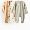 Safari Animals Printed Waffle Sleepsuit 3 Pack 9-12 months
