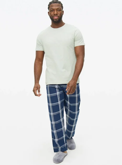 Sea Foam T-Shirt & Check Pyjama Set XXL