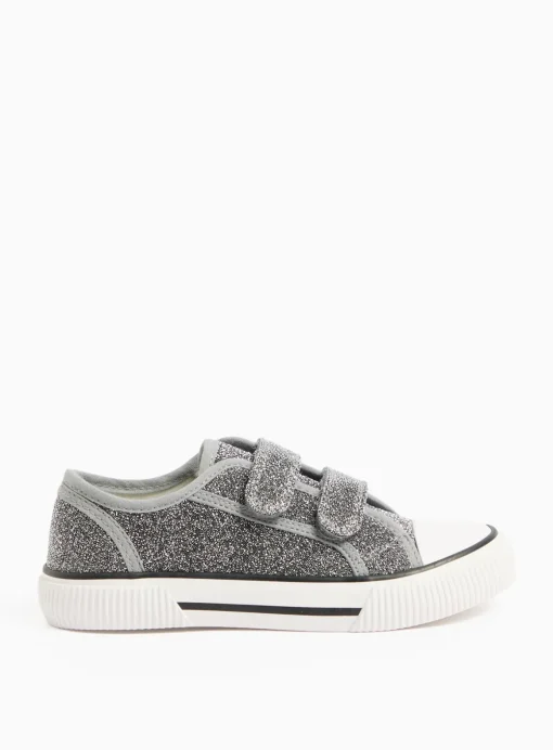 Silver Sparkle Twin Strap Trainers 11 Infant