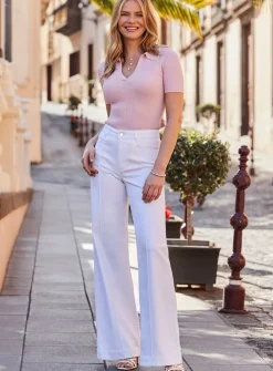 SOSANDAR Blush Pink Sparkle Pearl Collar Detail Knitted Top 16