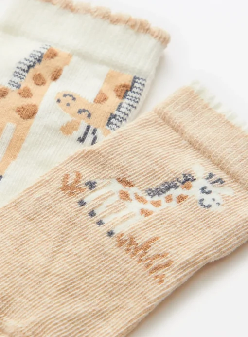 Spot & Giraffe Print Socks 5 Pack 1-6 months