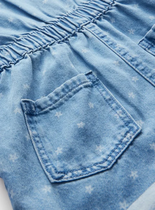 Star Print Short Sleeve Denim Playsuit 8 years
