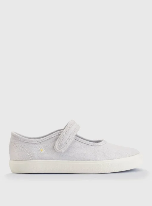 START-RITE Lemonade Silver Glitter Mary Jane Canvas Shoes 8 Infant