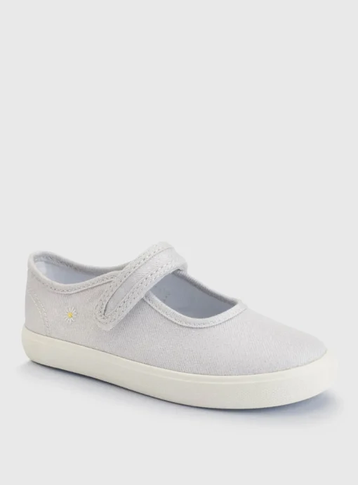 START-RITE Lemonade Silver Glitter Mary Jane Canvas Shoes 8 Infant