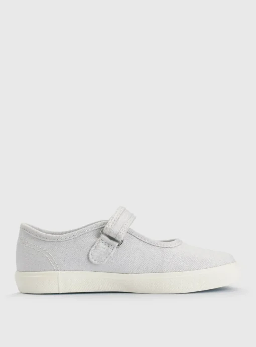 START-RITE Lemonade Silver Glitter Mary Jane Canvas Shoes 8 Infant