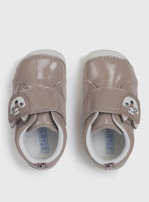 START-RITE Wild Fawn Taupe Patent Leather Pre Walker Shoes 5 Infant