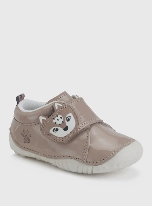 START-RITE Wild Fawn Taupe Patent Leather Pre Walker Shoes 5 Infant