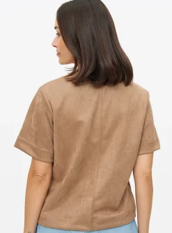Suede Look Boxy Tee XS
