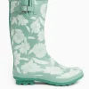 Teal Floral Print Long Length Wellies 4