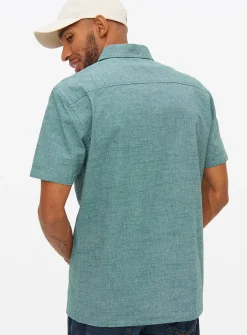 Teal Short Sleeve Chambray Shirt XL