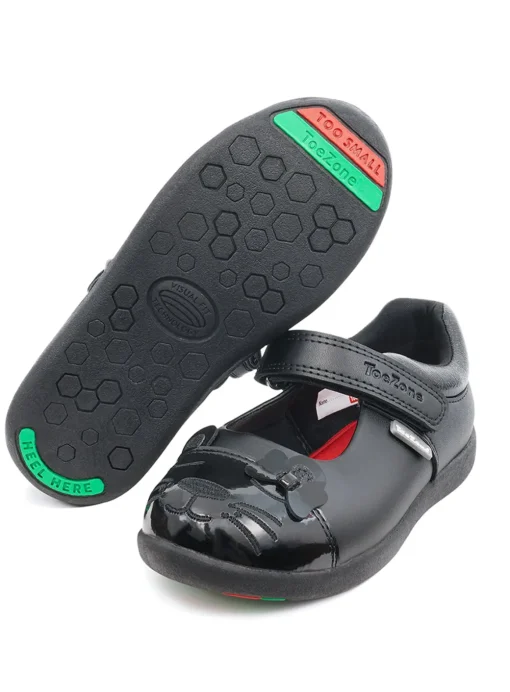 ToeZone® Black Cat Toe Shoes 9 Infant