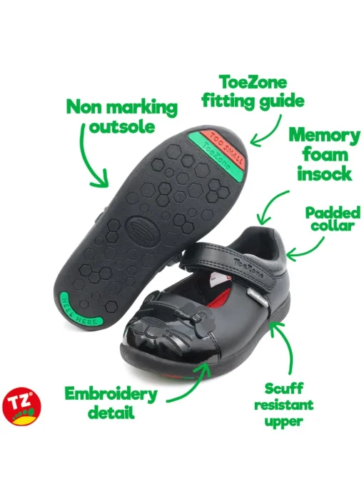 ToeZone® Black Cat Toe Shoes 9 Infant