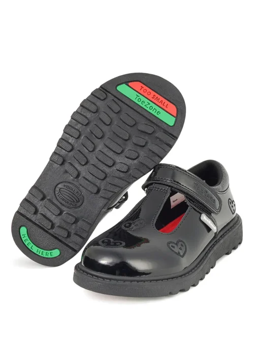 ToeZone Black Patent T Bar Heart Shoes 10 Infant