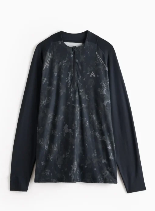 Tu Active Charcoal Camo Print Half Zip Long Sleeve Top XXL