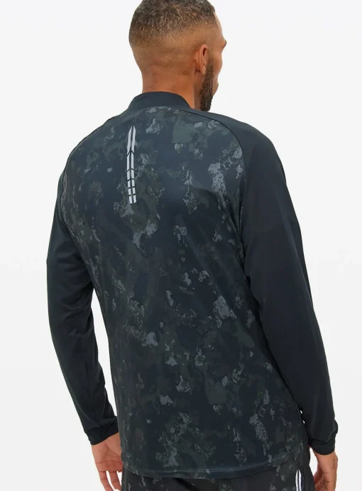 Tu Active Charcoal Camo Print Half Zip Long Sleeve Top XXL