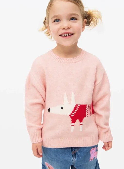 Tu X Scion Christmas Pink Mr Fox Knitted Jumper 5 years