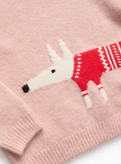 Tu X Scion Christmas Pink Mr Fox Knitted Jumper 5 years