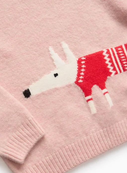 Tu X Scion Christmas Pink Mr Fox Knitted Jumper 5 years