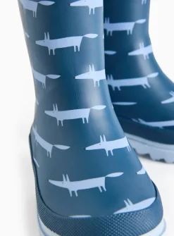 Tu X Scion Navy Mr Fox Rubber Wellies 7 Infant