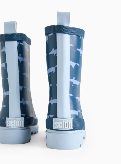 Tu X Scion Navy Mr Fox Rubber Wellies 7 Infant