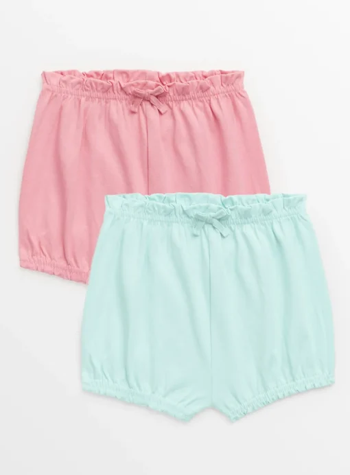 Turquoise & Pink Bloomer Shorts 2 Pack 9-12 months