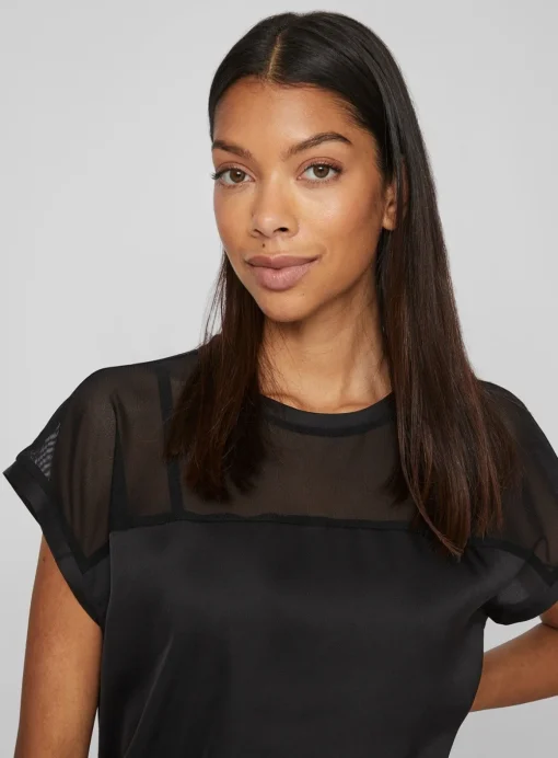 VILA Satin Top With Mesh Panel 8