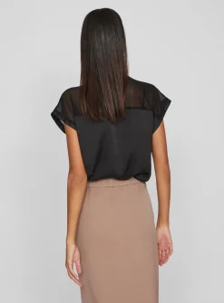 VILA Satin Top With Mesh Panel 8
