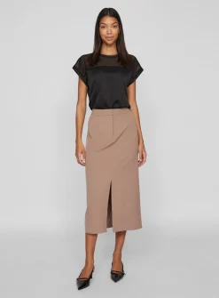 VILA Satin Top With Mesh Panel 8