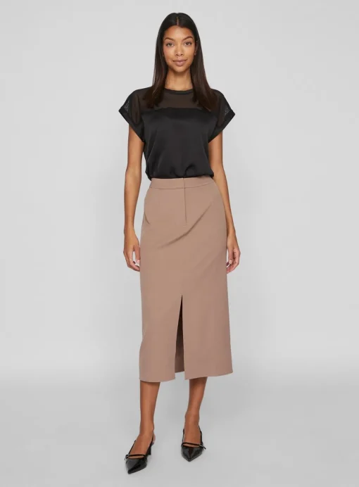 VILA Satin Top With Mesh Panel 8