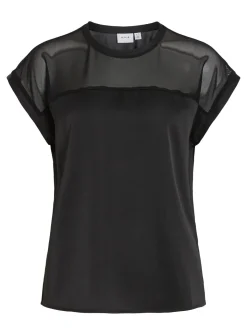 VILA Satin Top With Mesh Panel 8
