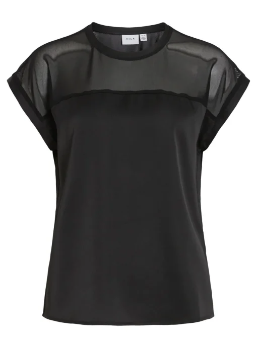 VILA Satin Top With Mesh Panel 8