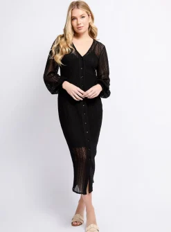 VOGUE WILLIAMS Black Knit Midaxi Dress S