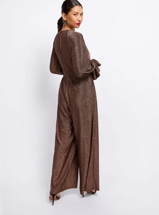 VOGUE WILLIAMS Brown Metallic Jumpsuit 12