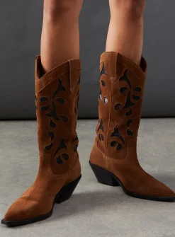 WAREHOUSE Faith For Warehouse: Sadie Suede Cutout Western Boots 5